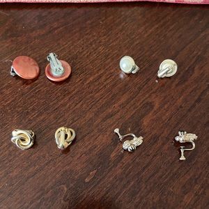 4 pair clip on earrings